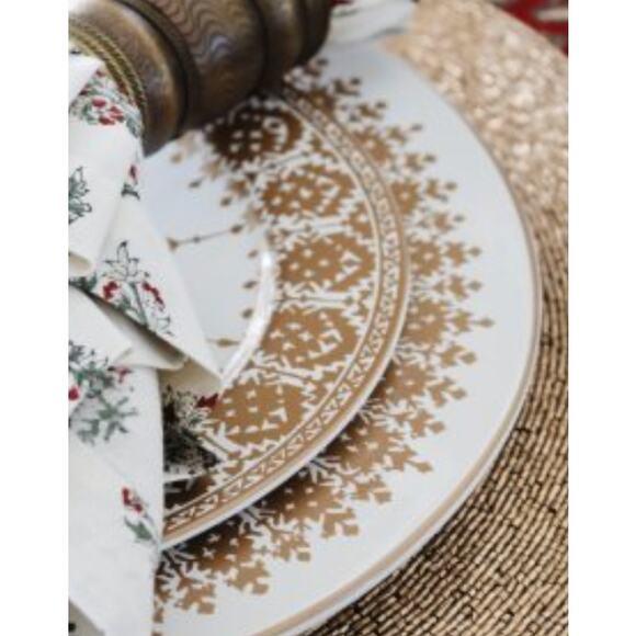 New Pottery Barn Christmas Diya White & Gold Salad Plates - Picture 2 of 4